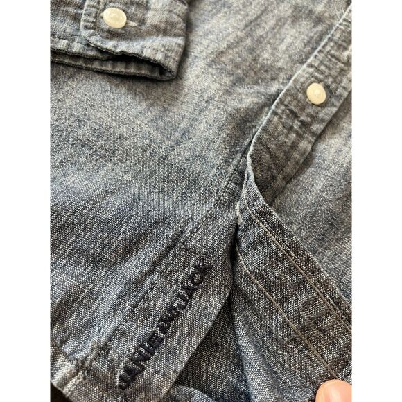 ~ Janie and Jack 6 Kids Cotton Chambray Shirt Long Sleeve Blue Button Up Boys ~ - Picture 5 of 9